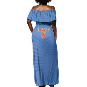 Custom DR Congo Football Off Shoulder Maxi Dress Allez Les Léopards - African Pride