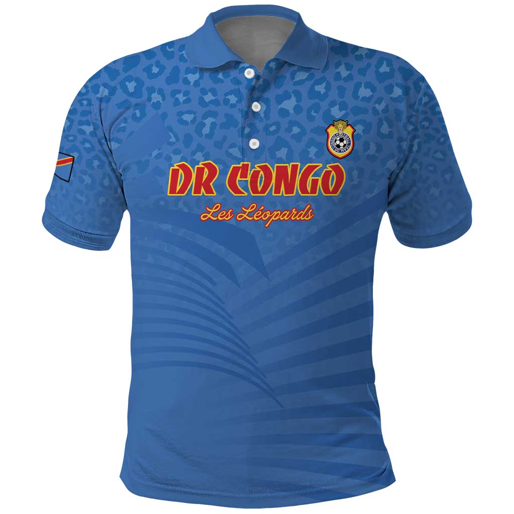 Custom DR Congo Football Polo Shirt Allez Les Léopards - African Pride