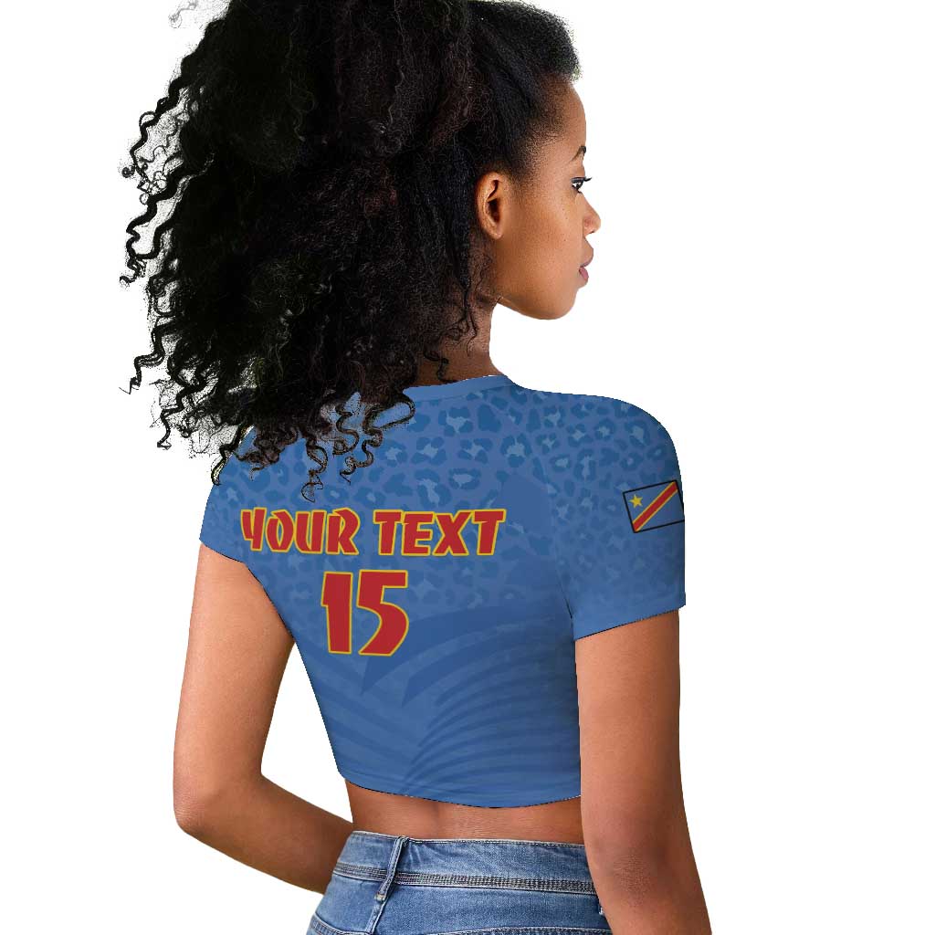Custom DR Congo Football Raglan Cropped T shirt Allez Les Léopards - African Pride