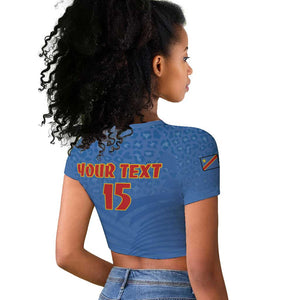 Custom DR Congo Football Raglan Cropped T shirt Allez Les Léopards - African Pride