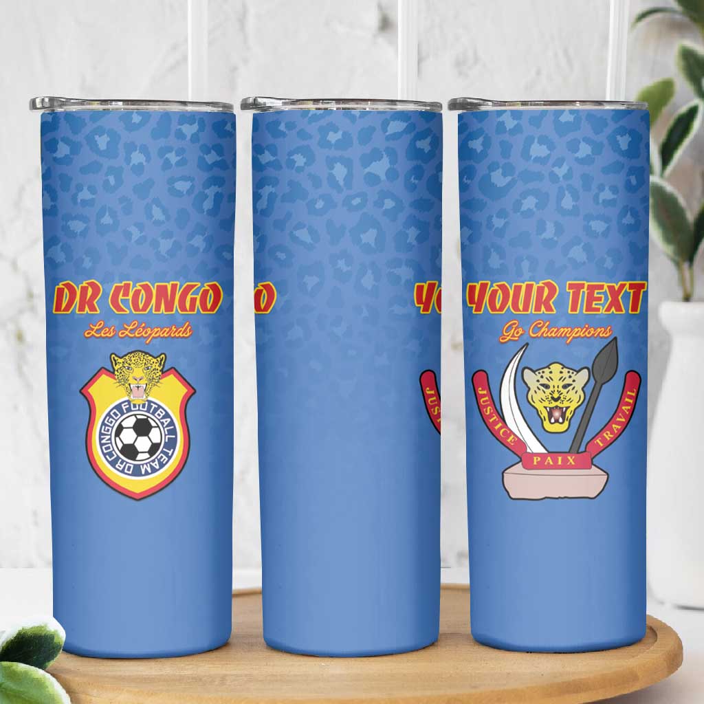 Custom DR Congo Football Skinny Tumbler Allez Les Léopards - African Pride