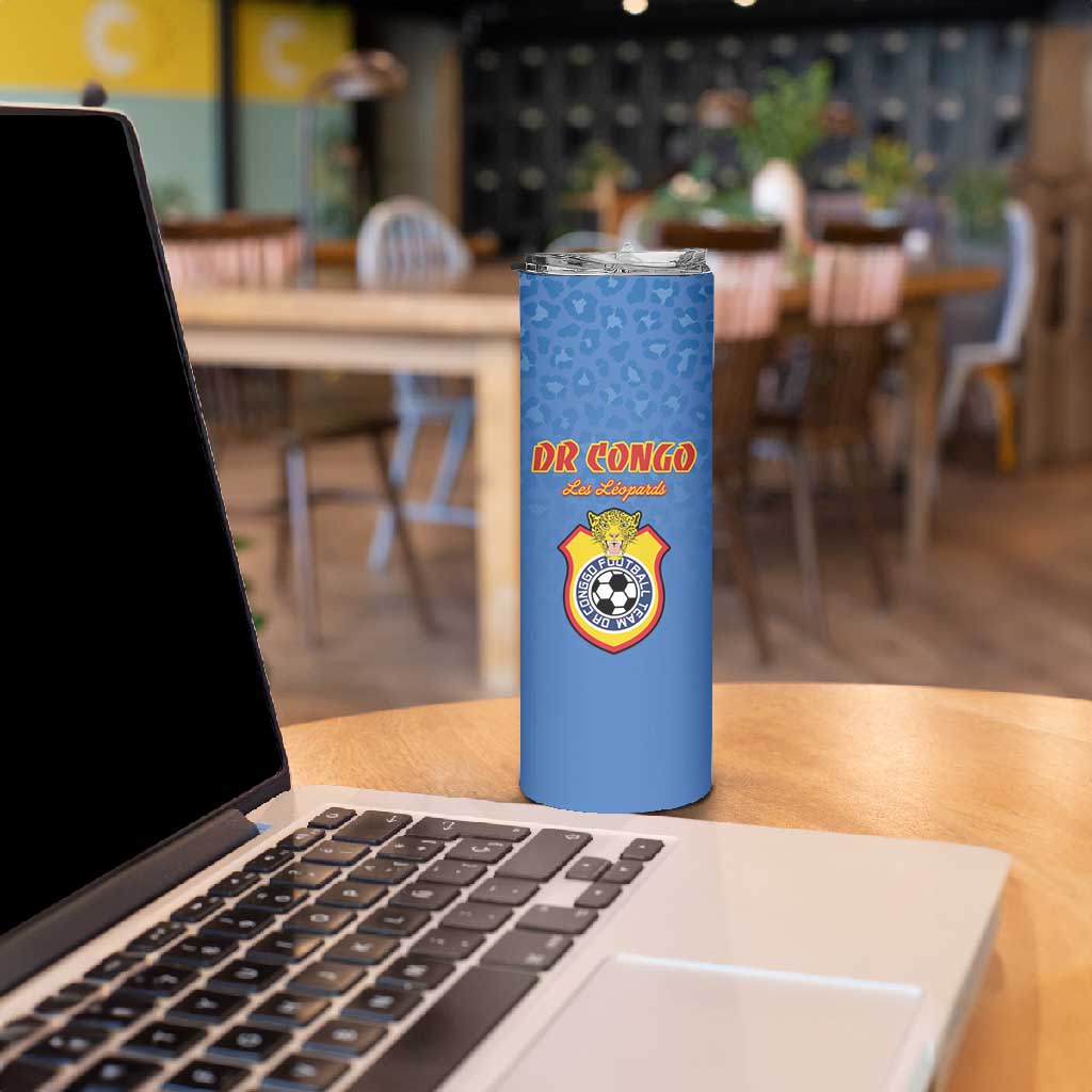 Custom DR Congo Football Skinny Tumbler Allez Les Léopards - African Pride