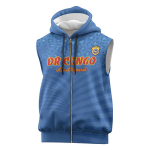 Custom DR Congo Football Sleeveless Zip Hoodie Allez Les Léopards - African Pride