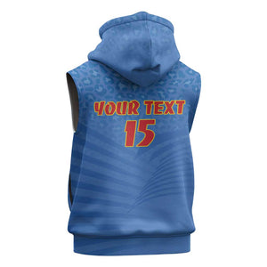 Custom DR Congo Football Sleeveless Zip Hoodie Allez Les Léopards - African Pride