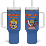 Custom DR Congo Football Tumbler With Handle Allez Les Léopards - African Pride