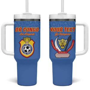 Custom DR Congo Football Tumbler With Handle Allez Les Léopards - African Pride