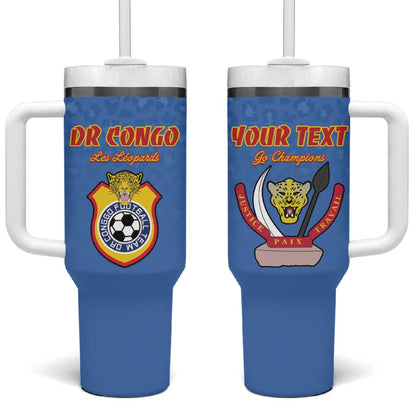 Custom DR Congo Football Tumbler With Handle Allez Les Léopards - African Pride