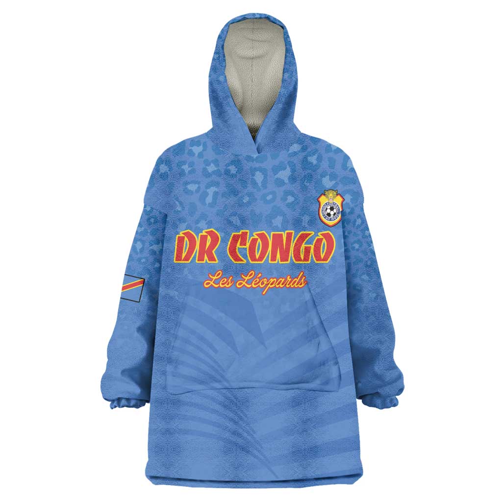Custom DR Congo Football Wearable Blanket Hoodie Allez Les Léopards - African Pride