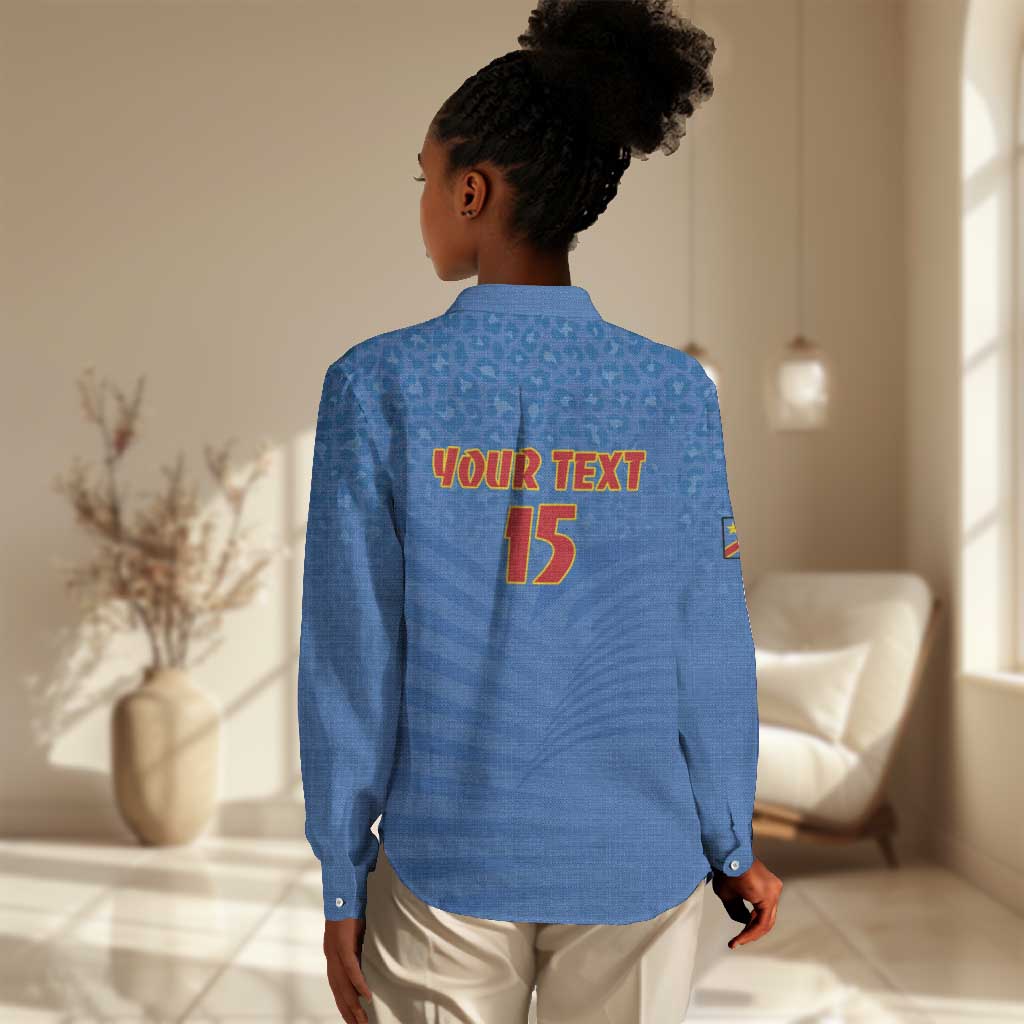 Custom DR Congo Football Women Casual Shirt Allez Les Léopards - African Pride