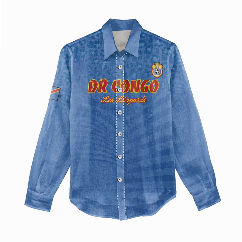 Custom DR Congo Football Women Casual Shirt Allez Les Léopards - African Pride