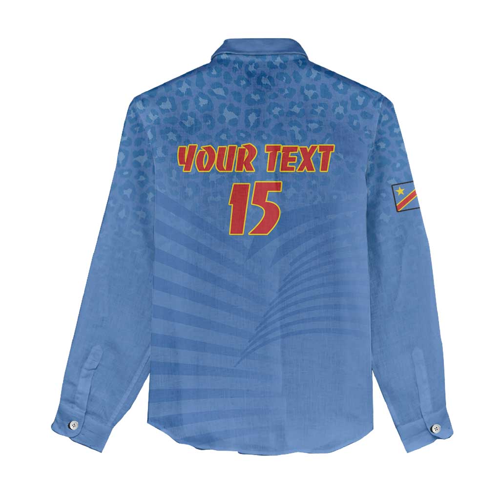Custom DR Congo Football Women Casual Shirt Allez Les Léopards - African Pride