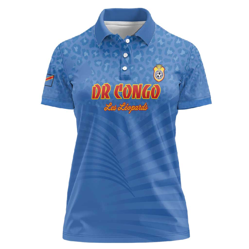 Custom DR Congo Football Women Polo Shirt Allez Les Léopards - African Pride