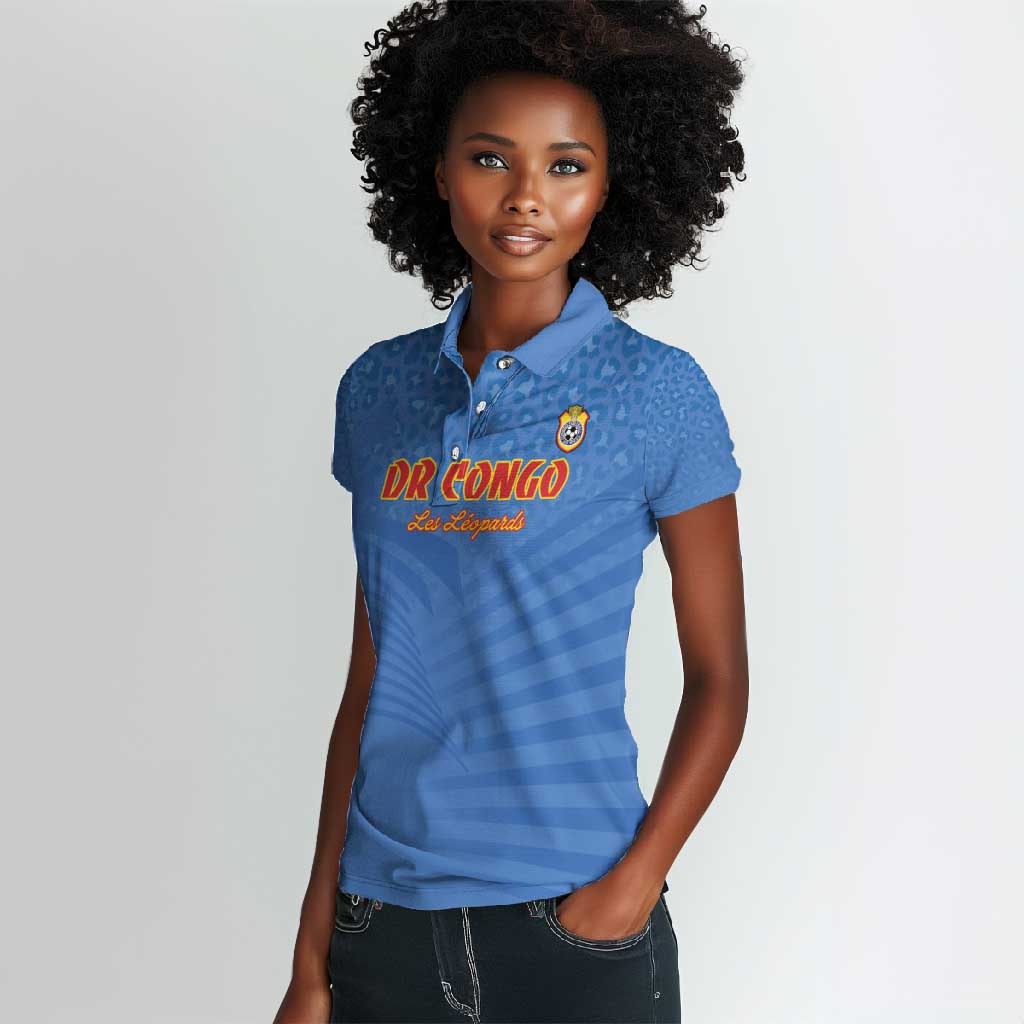 Custom DR Congo Football Women Polo Shirt Allez Les Léopards - African Pride