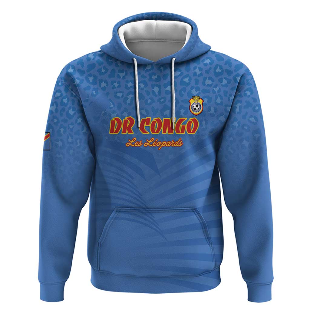 Custom DR Congo Football Zip Hoodie Allez Les Léopards - African Pride