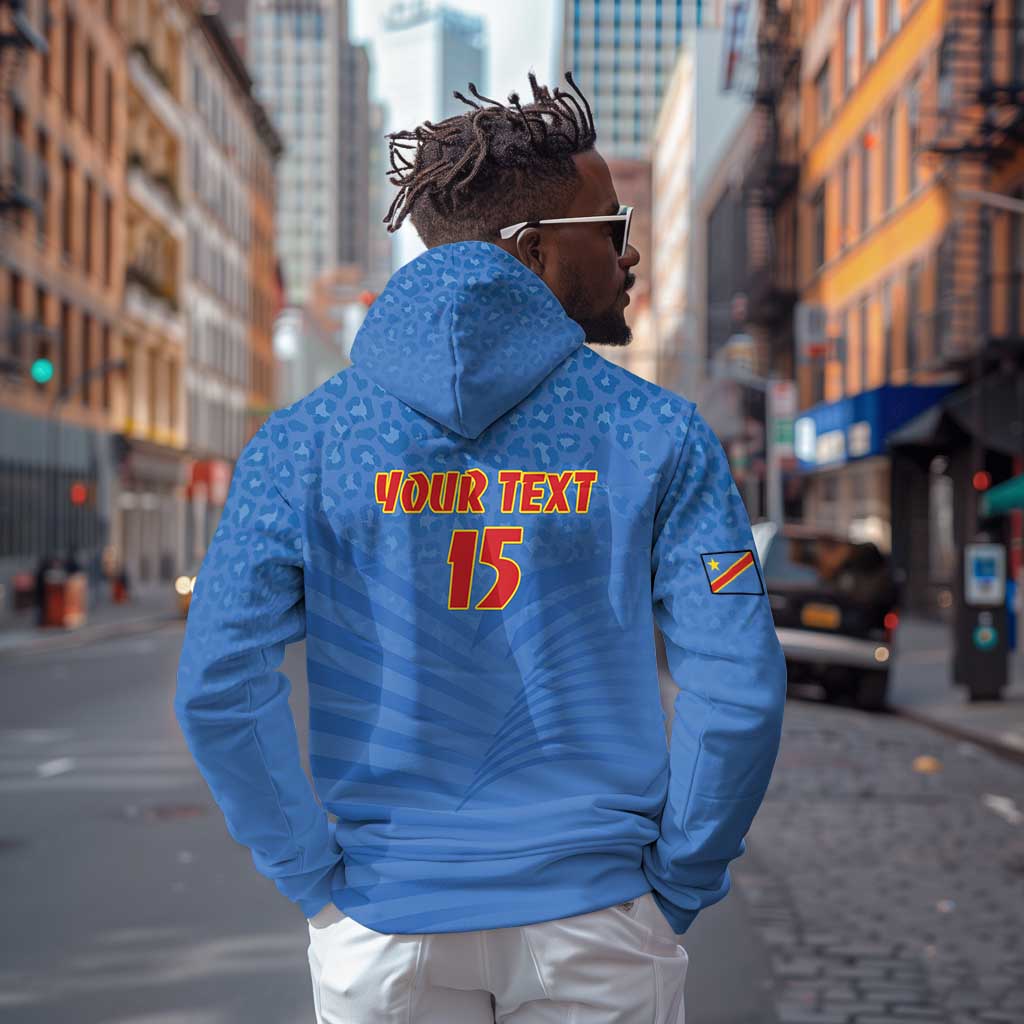 Custom DR Congo Football Zip Hoodie Allez Les Léopards - African Pride