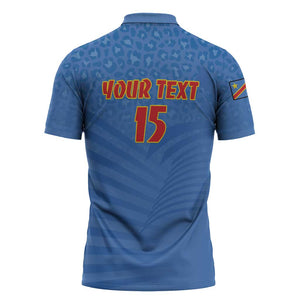 Custom DR Congo Football Zipper Polo Shirt Come On Les Léopards