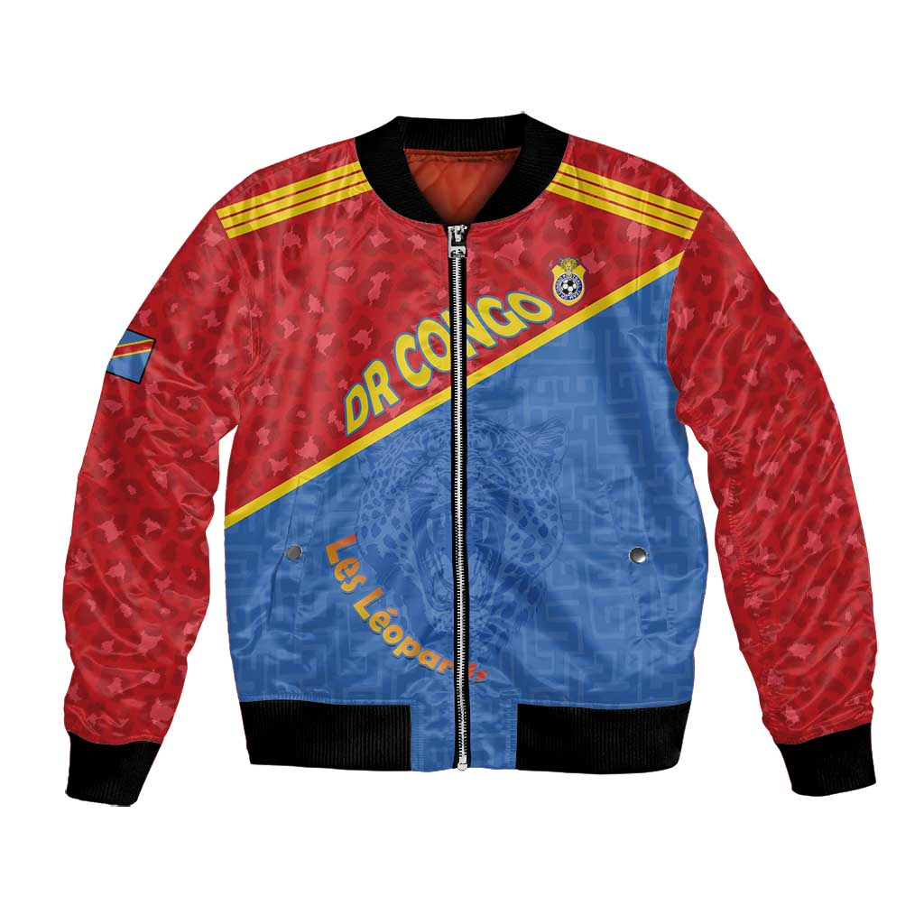 Custom DR Congo Football Bomber Jacket Go Champions - African Pride