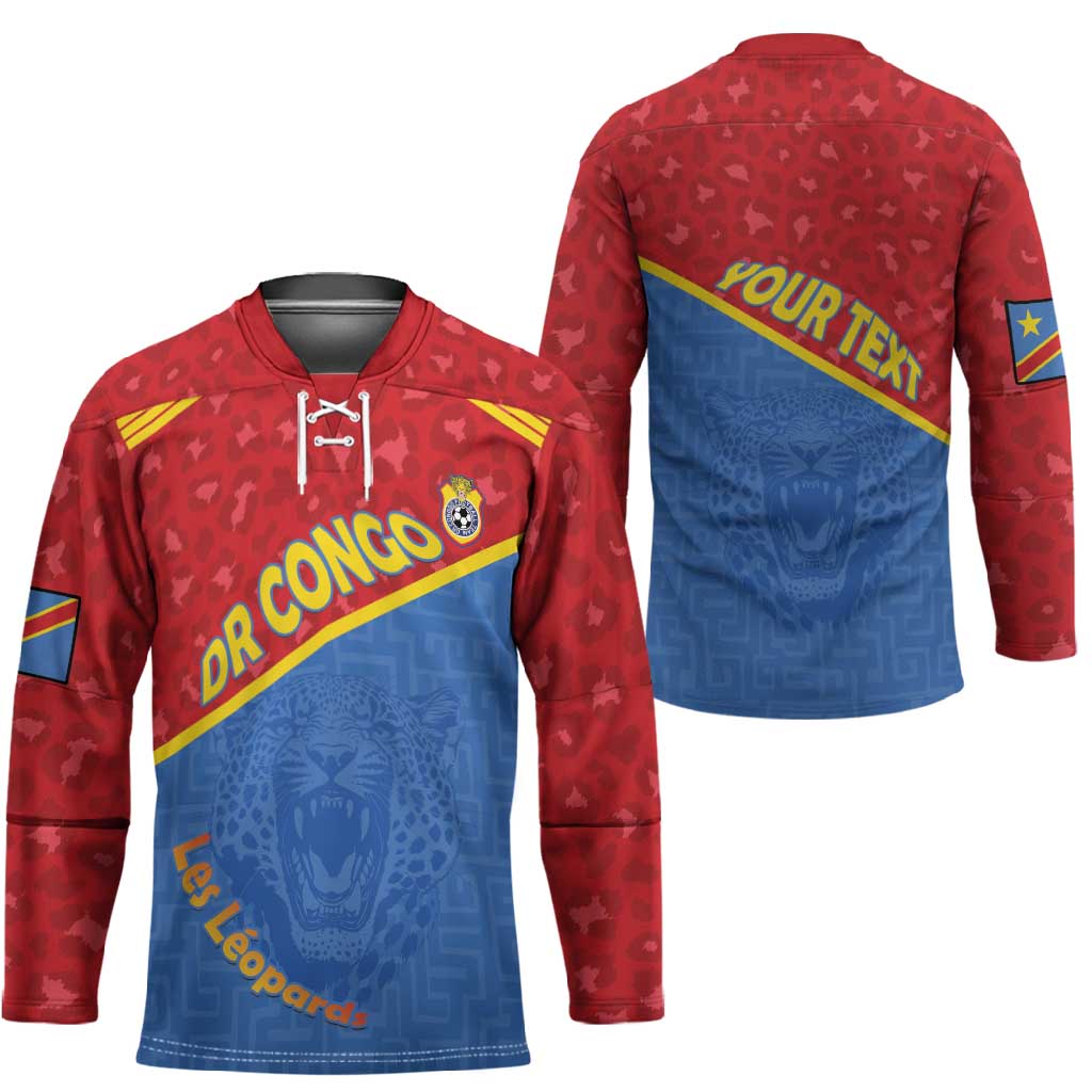 Custom DR Congo Football Hockey Jersey Allez Les Léopards