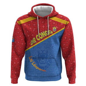 Custom DR Congo Football Hoodie Go Champions - African Pride