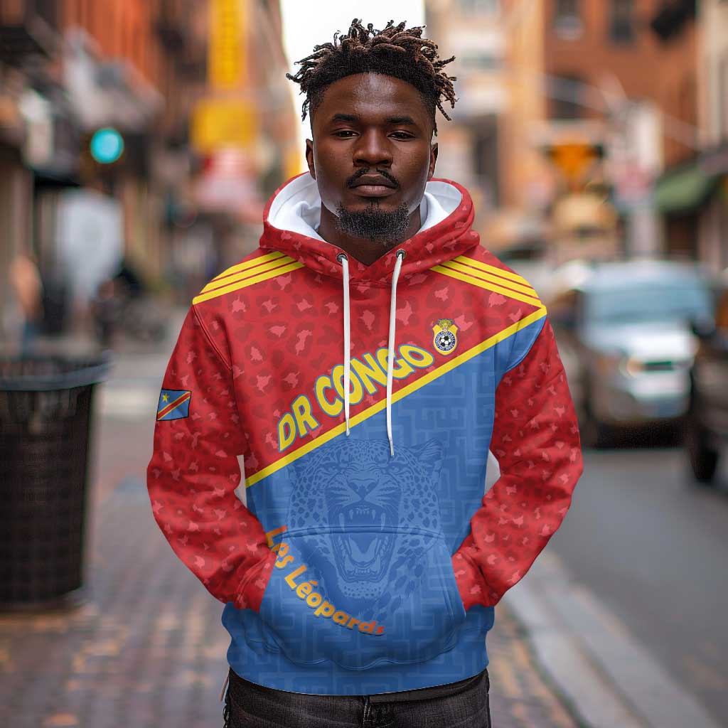 Custom DR Congo Football Hoodie Go Champions - African Pride