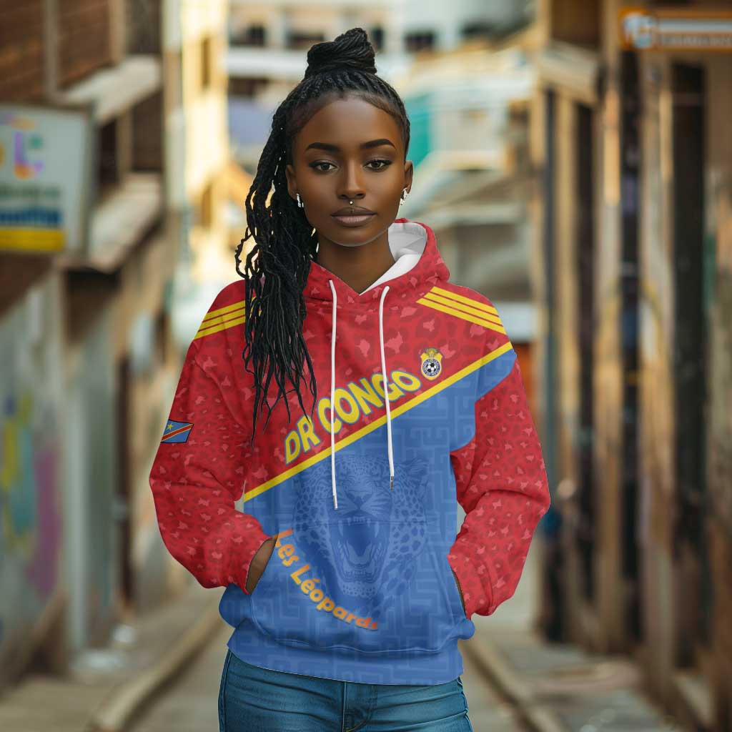 Custom DR Congo Football Hoodie Go Champions - African Pride