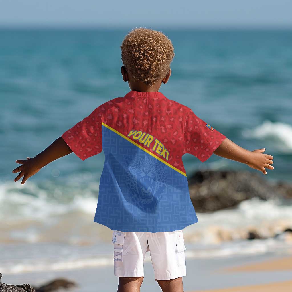 Custom DR Congo Football Kid Hawaiian Shirt Go Champions - African Pride