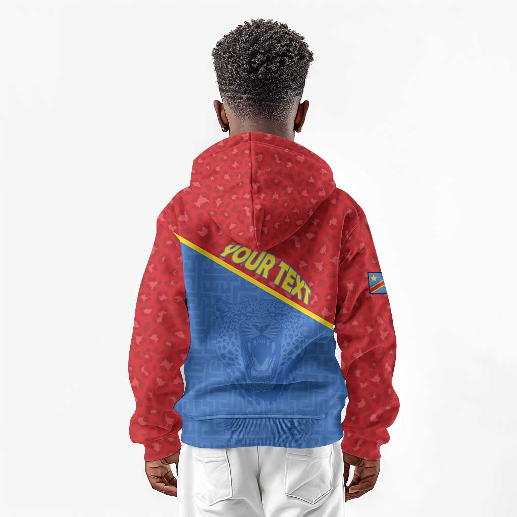 Custom DR Congo Football Kid Hoodie Go Champions - African Pride