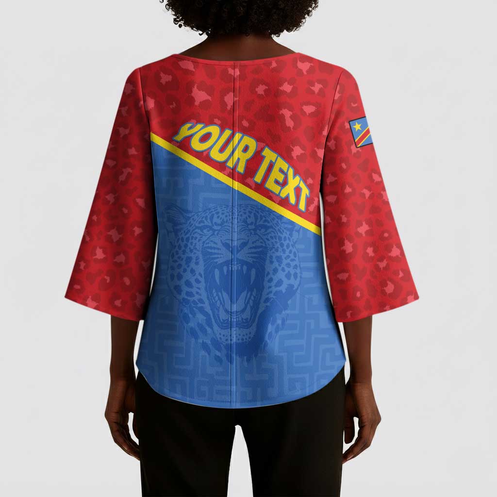 Custom DR Congo Football Kimono Sleeve Blouse Allez Les Léopards