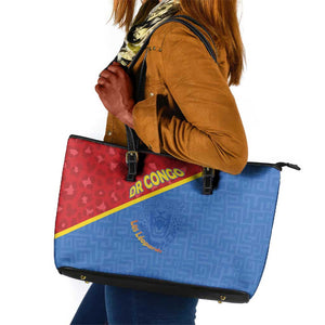 DR Congo Football Leather Tote Bag Go Champions - African Pride