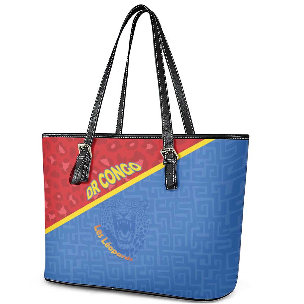 DR Congo Football Leather Tote Bag Go Champions - African Pride