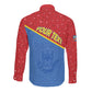 Custom DR Congo Football Long Sleeve Button Shirt Go Champions - African Pride