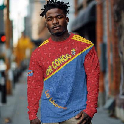 Custom DR Congo Football Long Sleeve Shirt Go Champions - African Pride