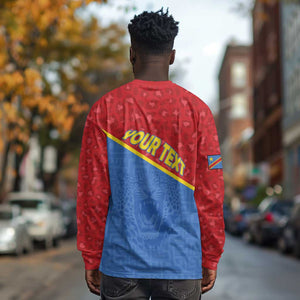 Custom DR Congo Football Long Sleeve Shirt Go Champions - African Pride