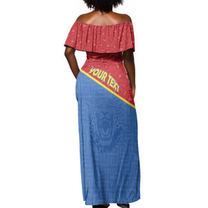 Custom DR Congo Football Off Shoulder Maxi Dress Go Champions - African Pride