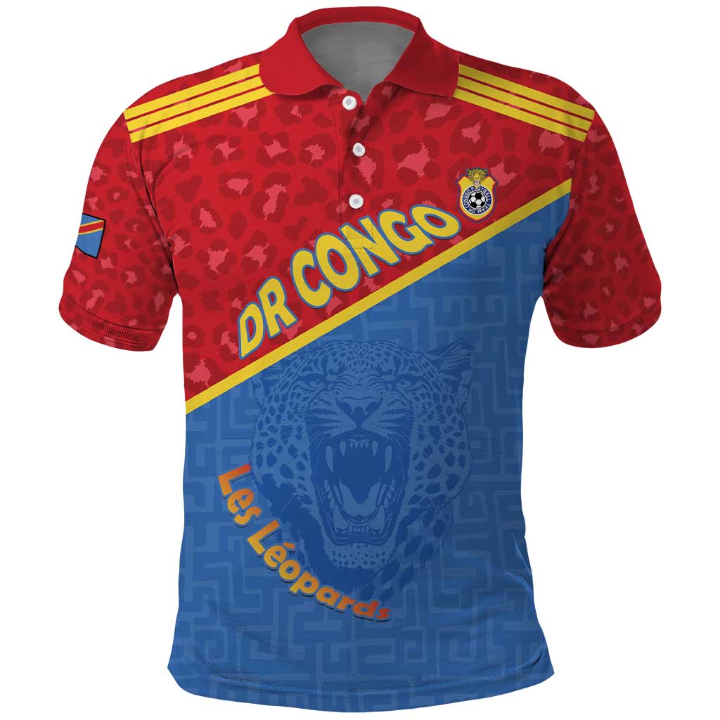 Custom DR Congo Football Polo Shirt Go Champions - African Pride