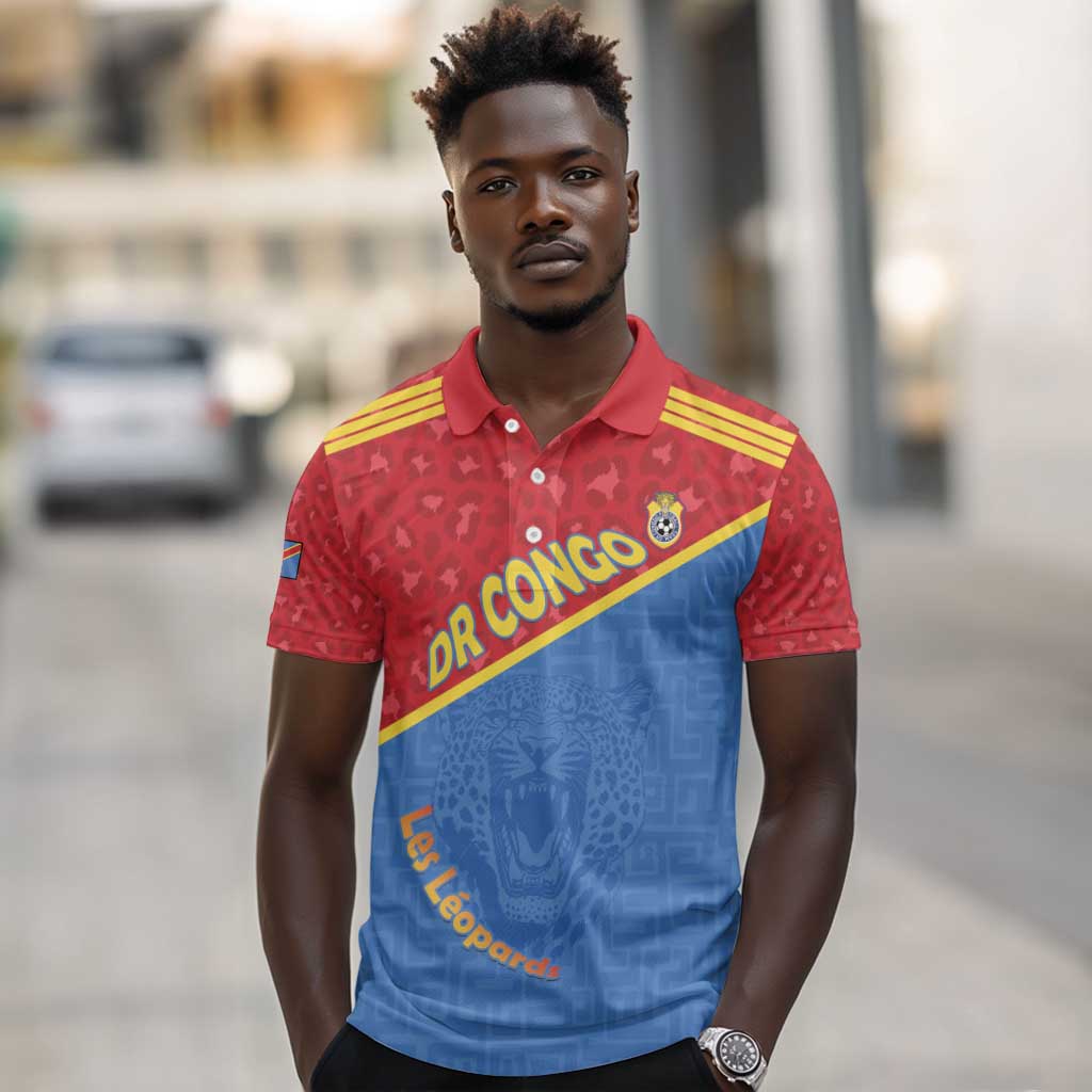 Custom DR Congo Football Polo Shirt Go Champions - African Pride