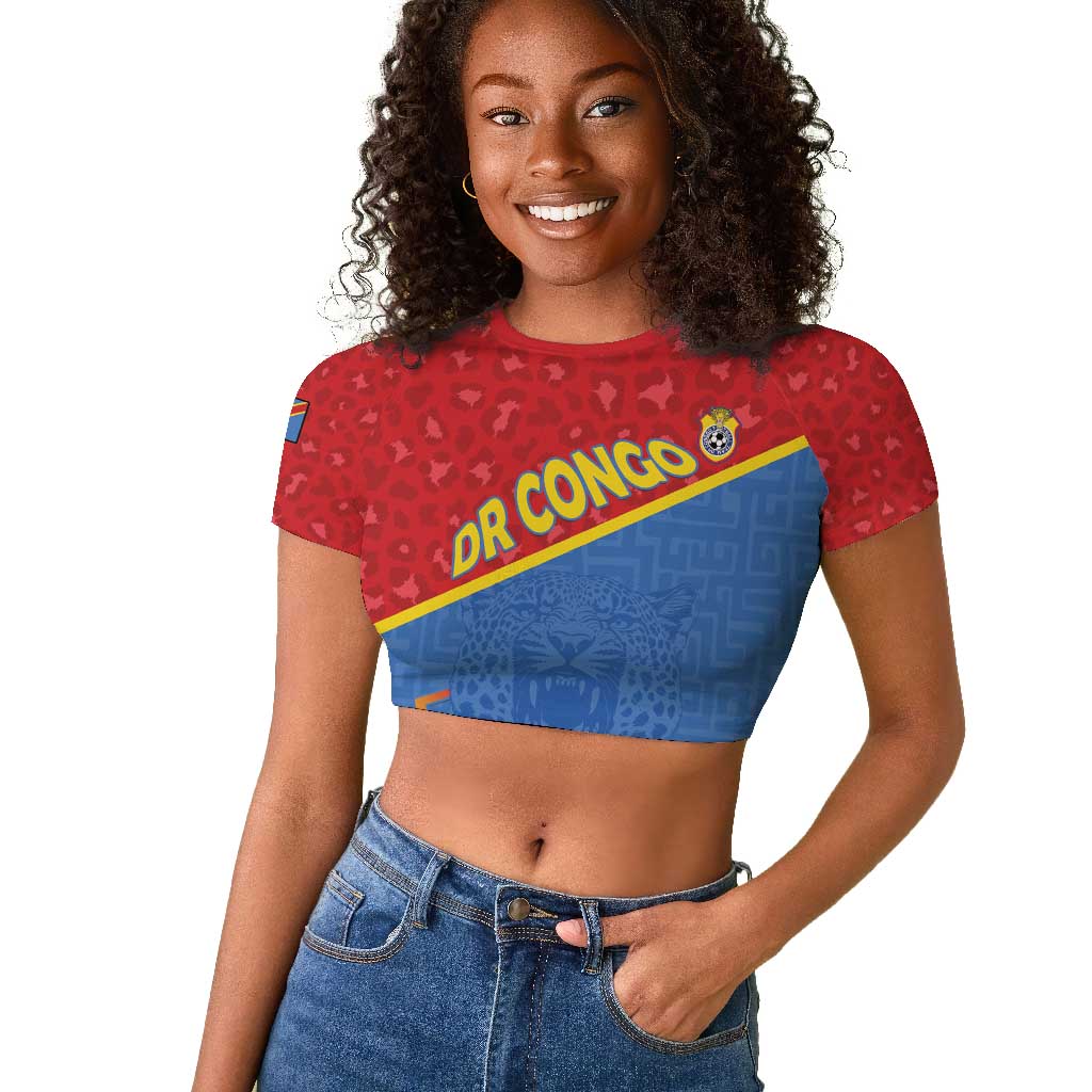 Custom DR Congo Football Raglan Cropped T shirt Go Champions - African Pride
