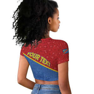 Custom DR Congo Football Raglan Cropped T shirt Go Champions - African Pride