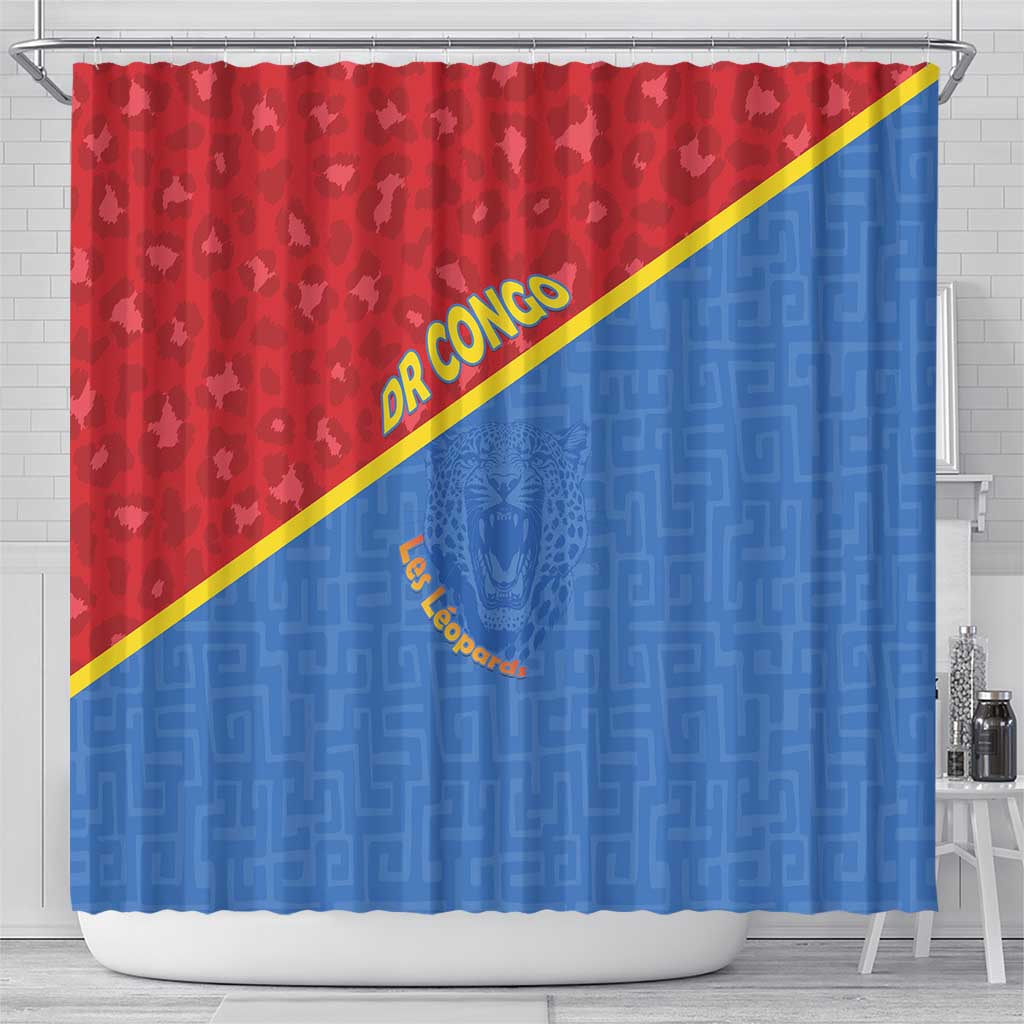 DR Congo Football Shower Curtain Go Champions - African Pride