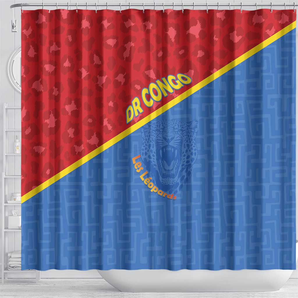 DR Congo Football Shower Curtain Go Champions - African Pride