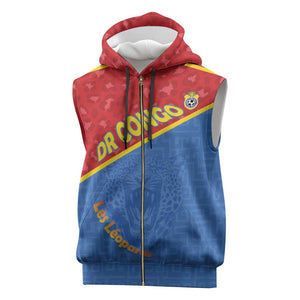 Custom DR Congo Football Sleeveless Zip Hoodie Go Champions - African Pride