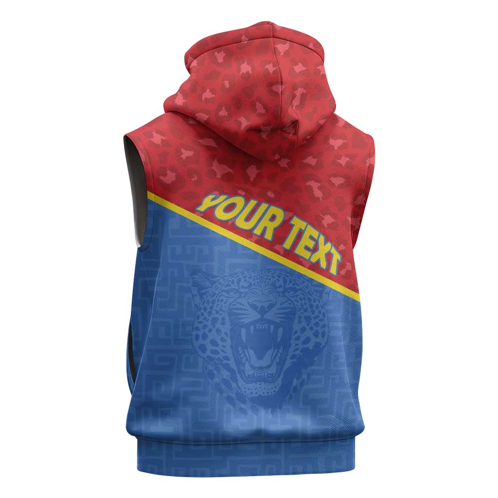 Custom DR Congo Football Sleeveless Zip Hoodie Go Champions - African Pride