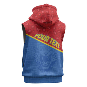 Custom DR Congo Football Sleeveless Zip Hoodie Go Champions - African Pride