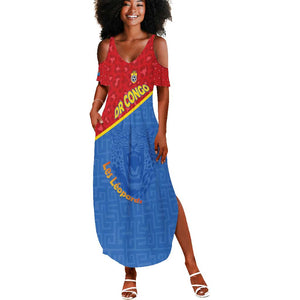 Custom DR Congo Football Summer Maxi Dress Go Champions - African Pride