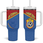 Custom DR Congo Football Tumbler With Handle Go Champions - African Pride