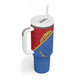 Custom DR Congo Football Tumbler With Handle Go Champions - African Pride