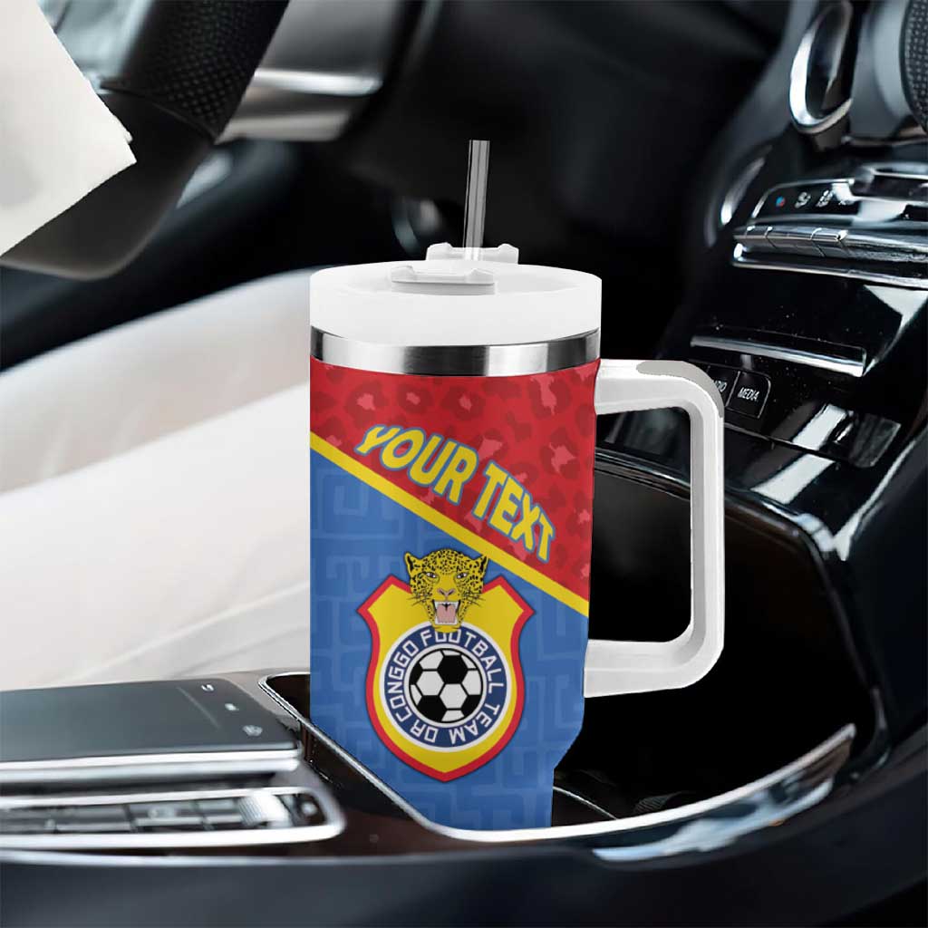 Custom DR Congo Football Tumbler With Handle Go Champions - African Pride