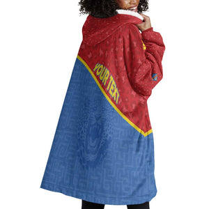 Custom DR Congo Football Wearable Blanket Hoodie Go Champions - African Pride