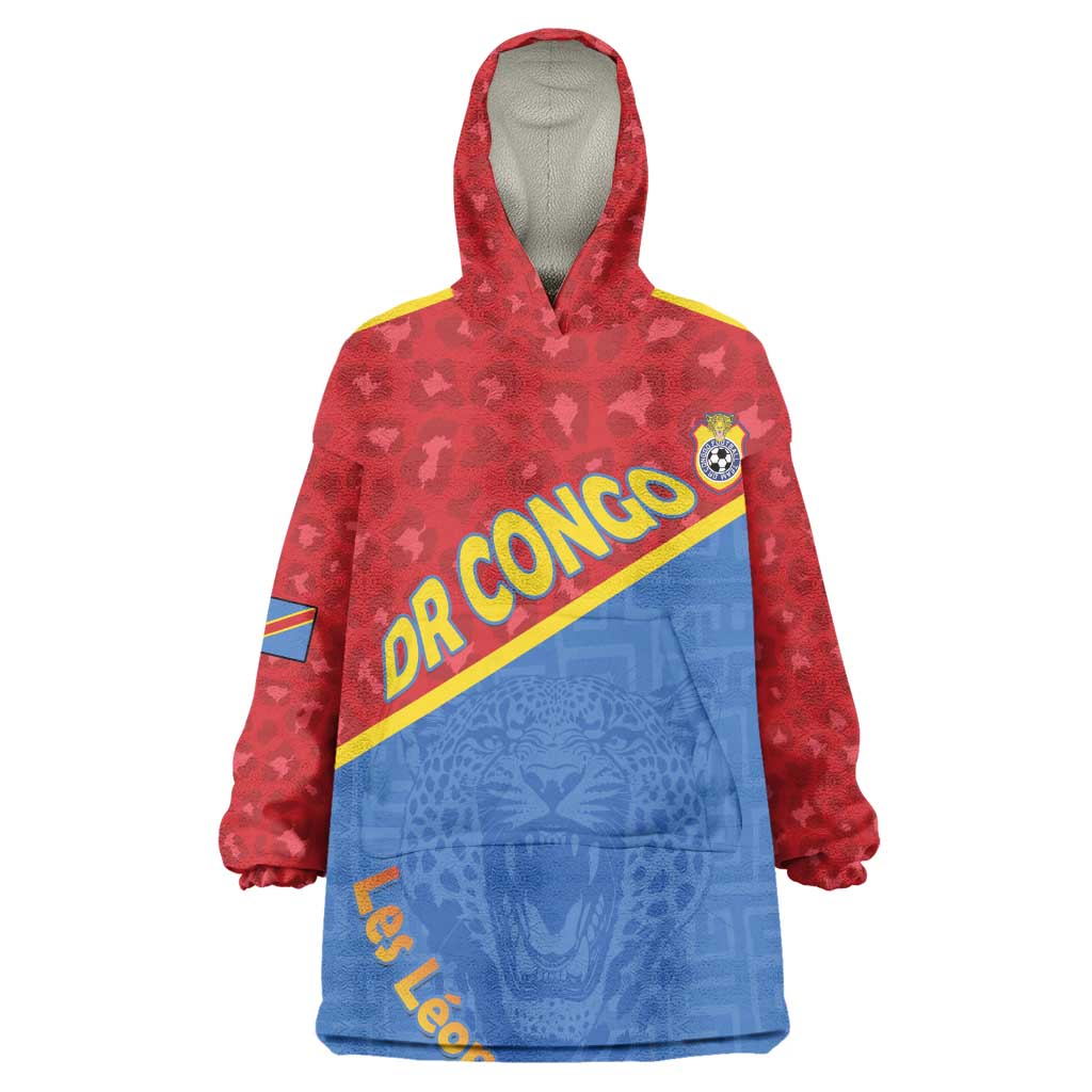 Custom DR Congo Football Wearable Blanket Hoodie Go Champions - African Pride