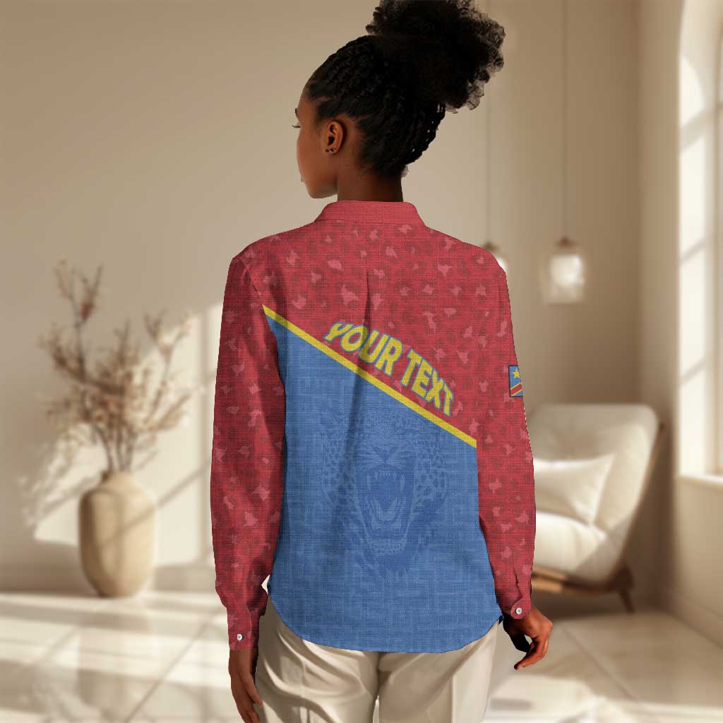 Custom DR Congo Football Women Casual Shirt Go Champions - African Pride